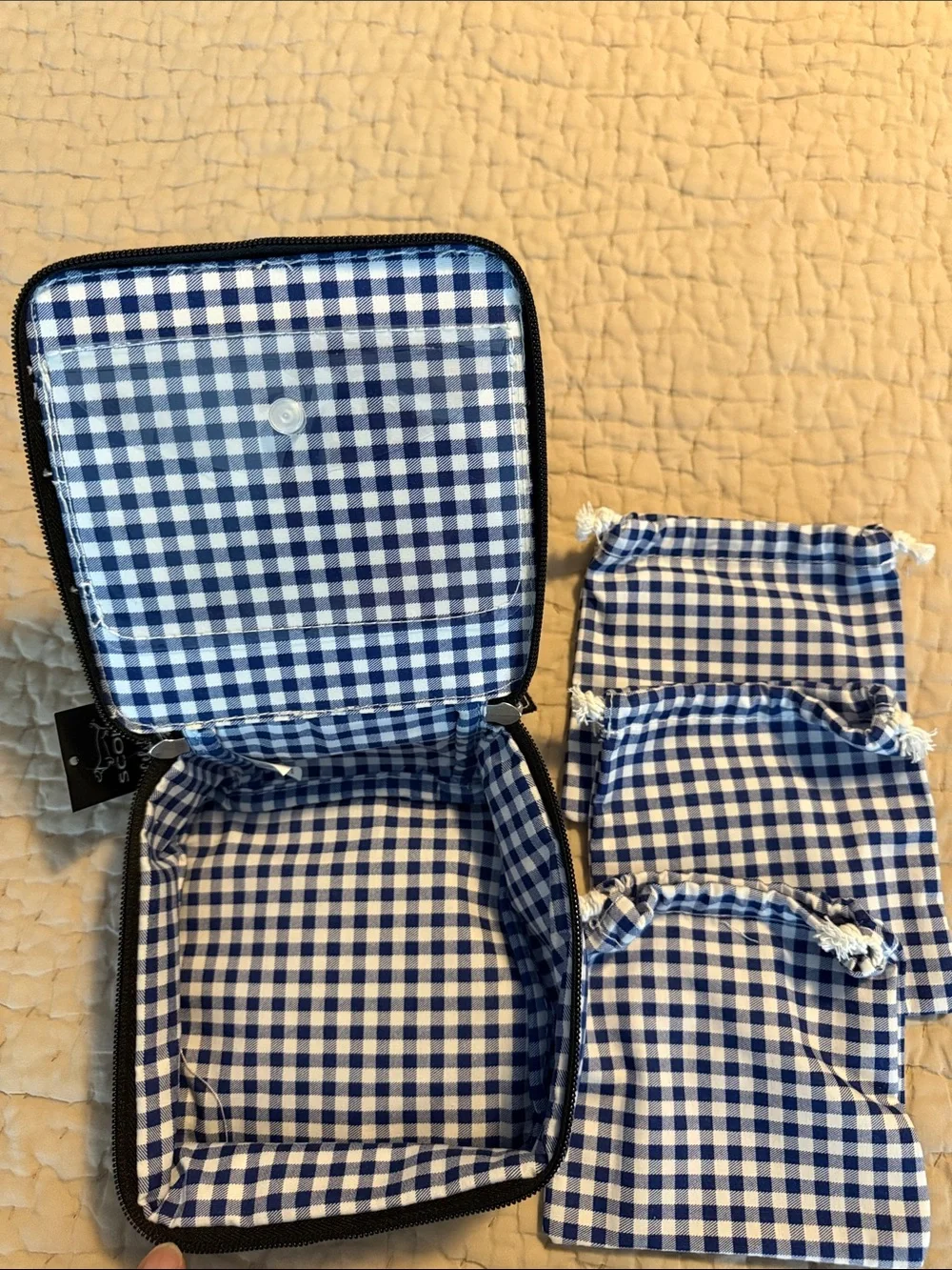 Scout Blue and White Gingham Cosmetic Pouch